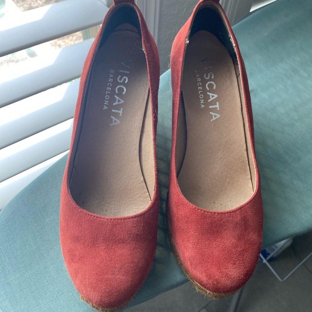 Viscata BarcelonaTangerine Canvas Espadrille Wedges